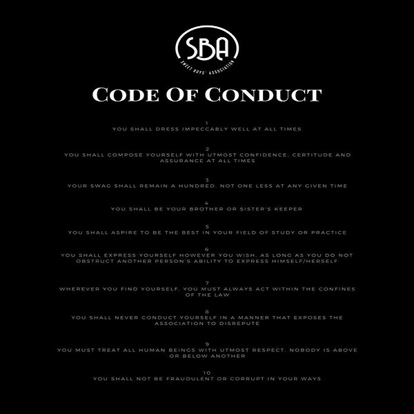 Code of Conduct guiding the Sweet Boys Association