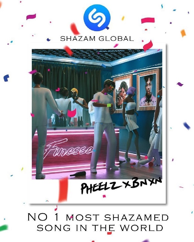 Pheelz number one on shazam