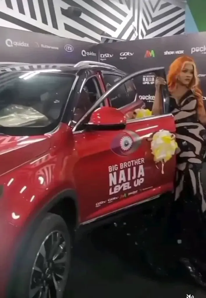 BBNaija's Phyna Gifts Her Dad Red Car To Match Her Innoson SUV