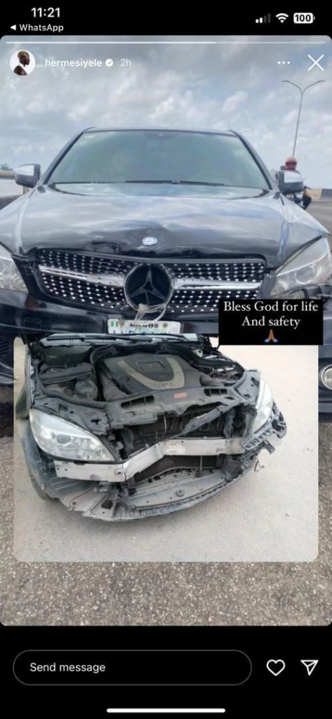 BBNaija's Hermes Survives Ghastly Car Accident